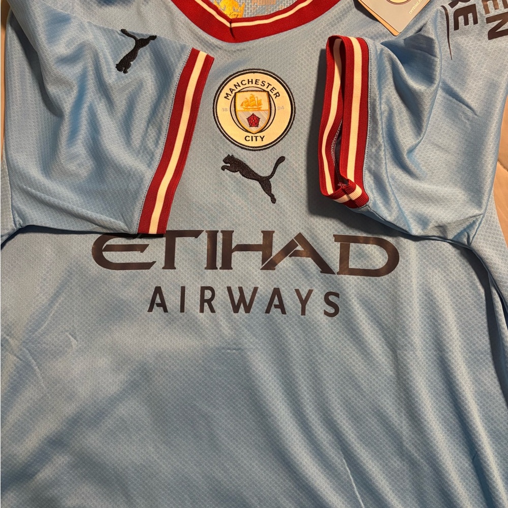 Puma Manchester City Light Blue Jersey with Maroon Trim